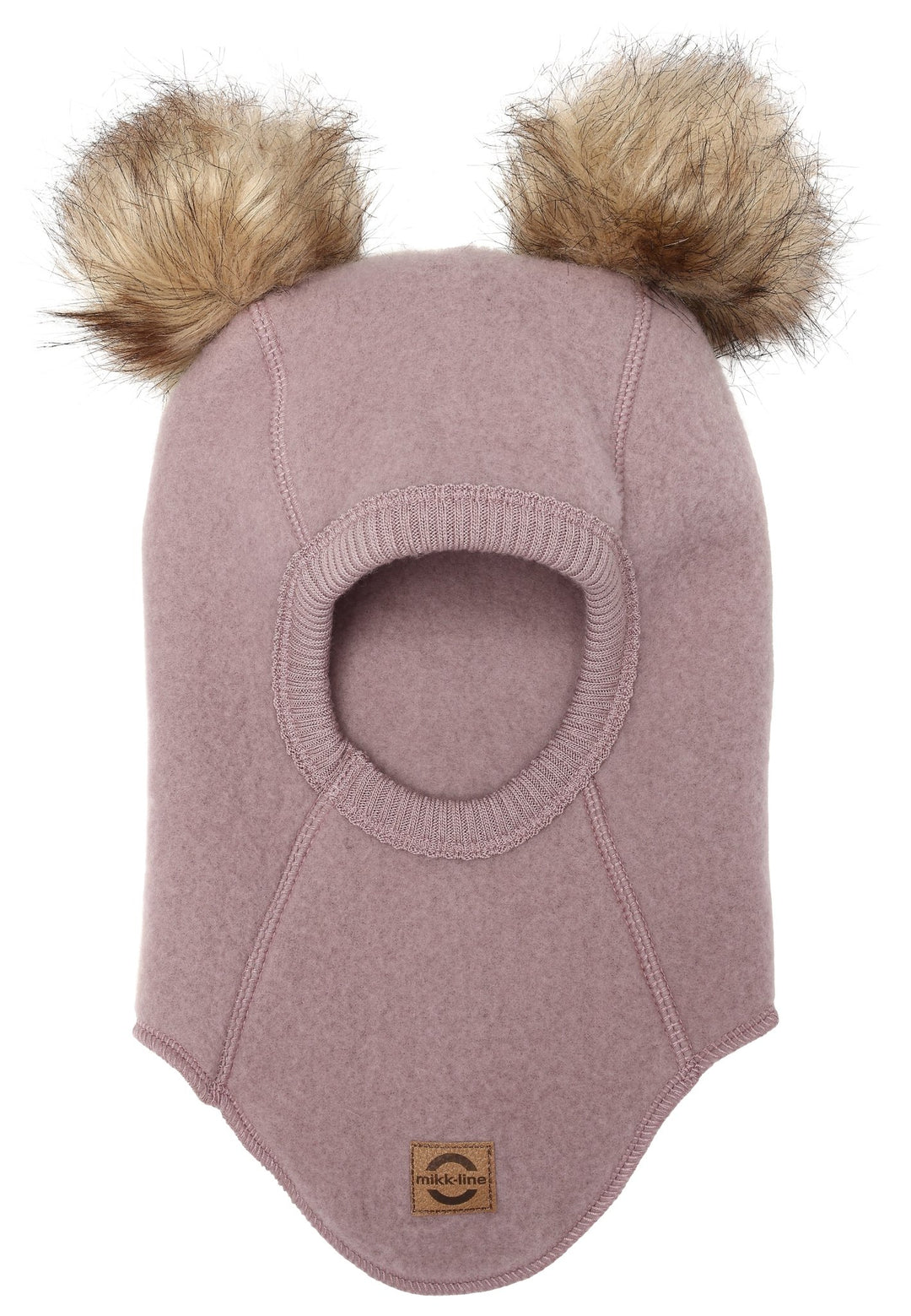 Mikk-Line Wool Fullface balaclava med dusker - Twilight Mauve for barn - Brobrobrille