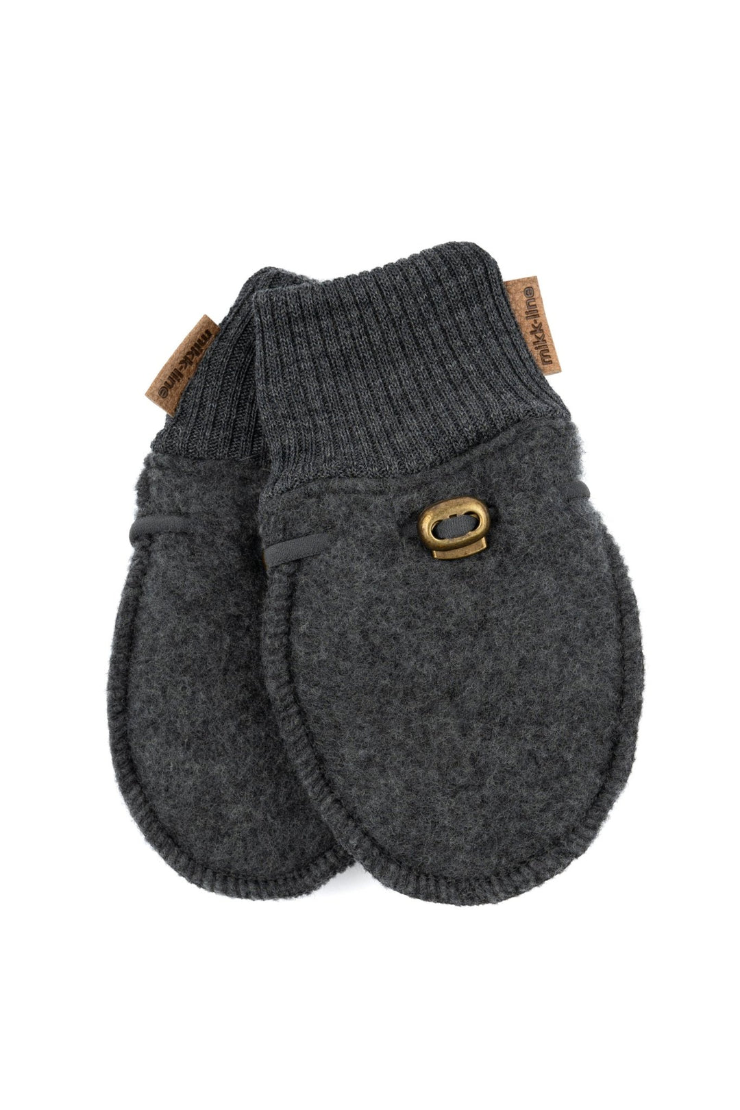Mikk-Line Wool Mittens ullvotter for baby - Anthracite Melange for barn - Brobrobrille