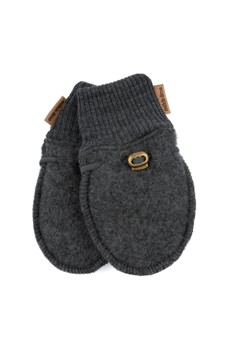 Mikk-Line Wool Mittens ullvotter for baby - Anthracite Melange for barn - Brobrobrille
