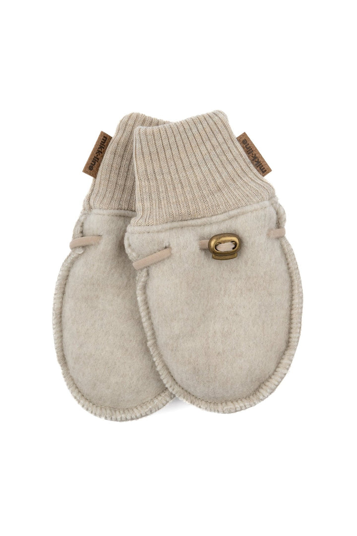 Mikk-Line Wool Mittens ullvotter for baby - Melange Offwhite for barn - Brobrobrille
