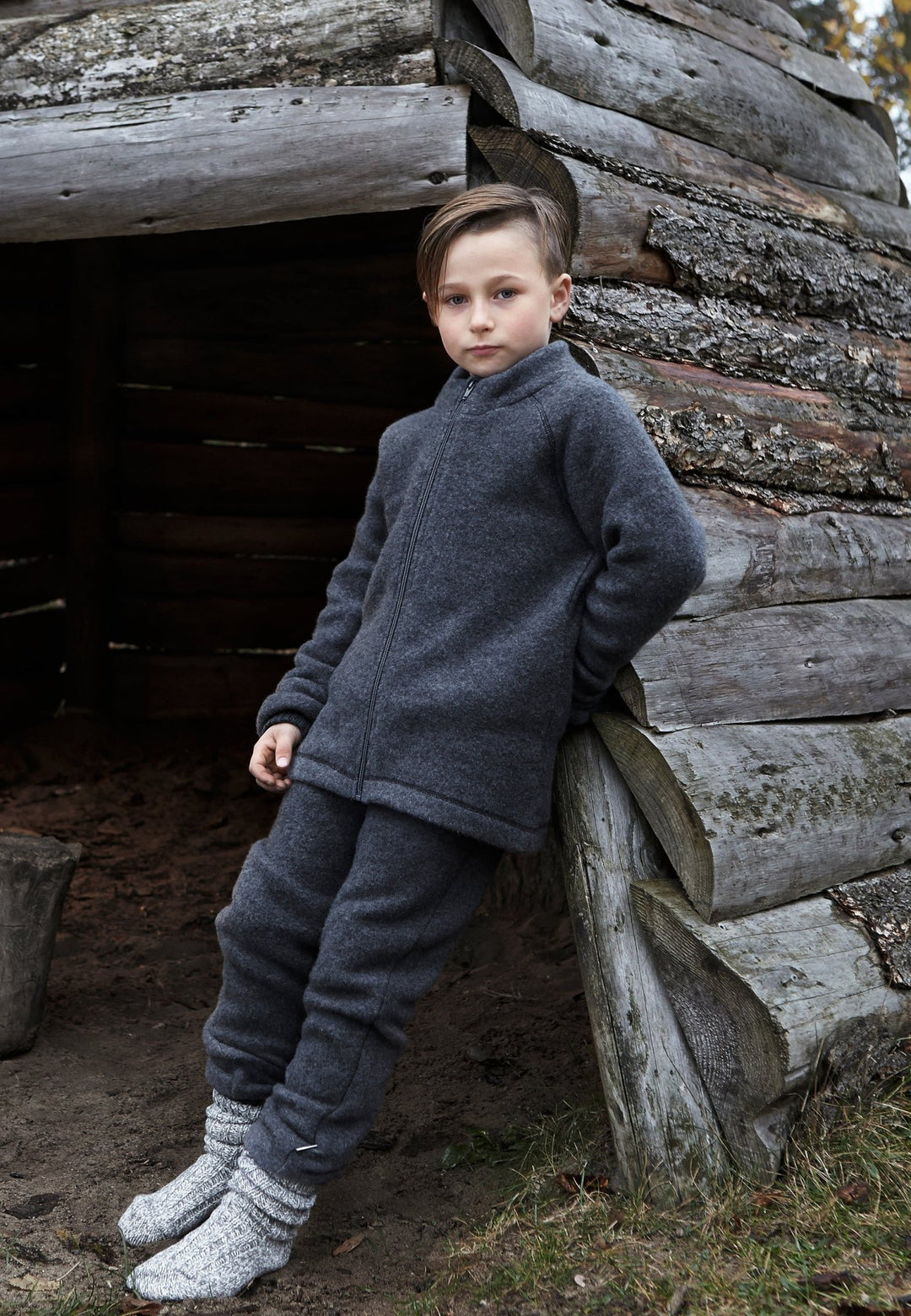 Mikk-Line Wool Pants ullbukse til baby - Anthracite Melange for barn - Brobrobrille