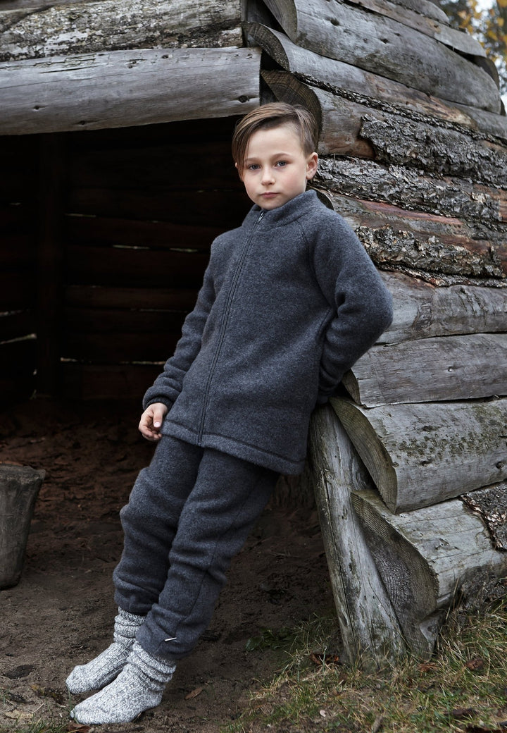 Mikk-Line Wool Pants ullbukse til baby - Anthracite Melange for barn - Brobrobrille