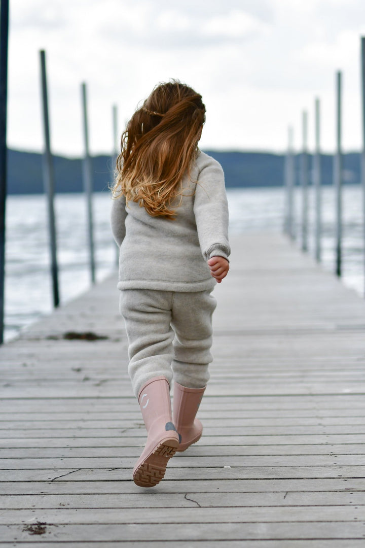 Mikk-Line Wool Pants ullbukse til baby - Melange Offwhite for barn - Brobrobrille
