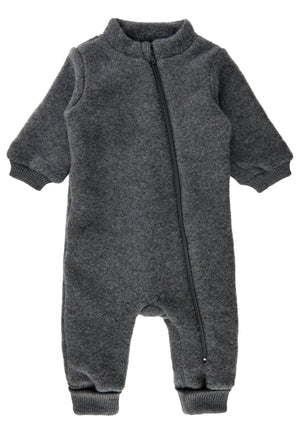 Mikk-Line Wool Suit w Rib ulldress for baby - Anthracite Melange for barn - Brobrobrille