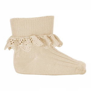 MP Lea Ullsokker med Blonder – Ecru for barn - Brobrobrille