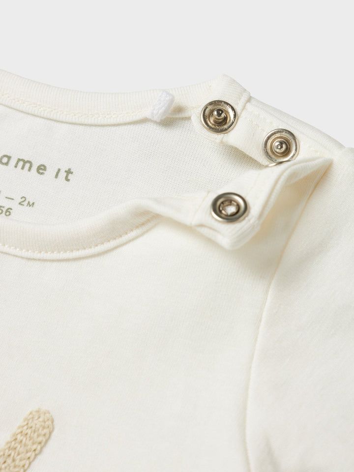 Name It Bacto body med brodert brillemotiv – Cloud Dancer for barn - Brobrobrille