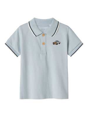 Name It Dakan pikéskjorte med kontrastdetaljer – Celestial Blue for barn - Brobrobrille