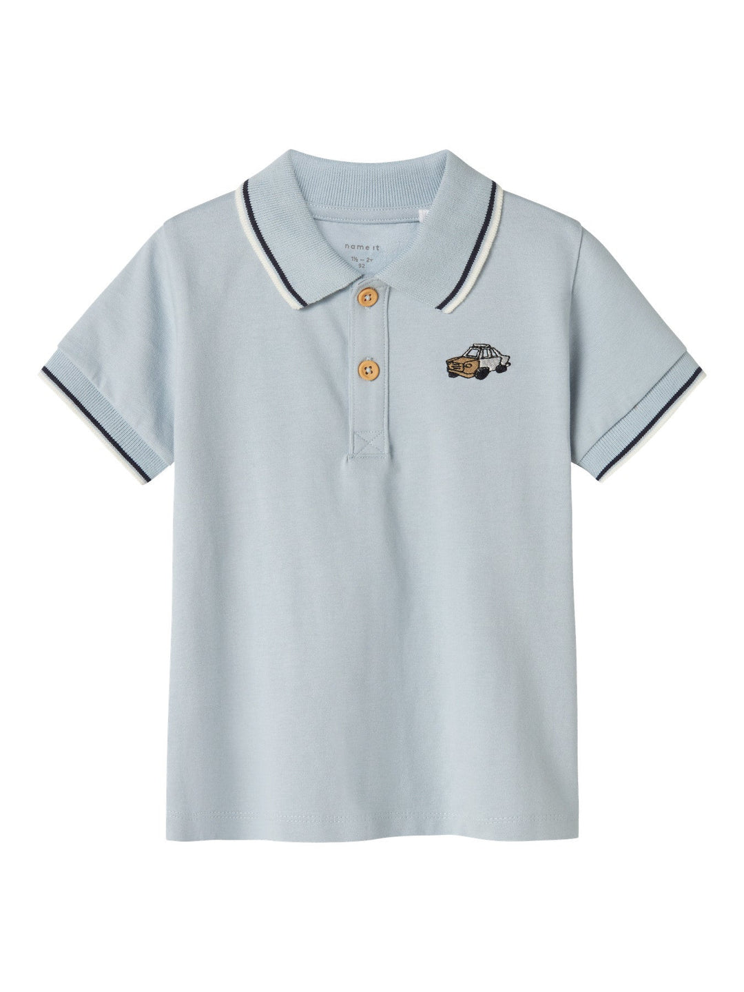 Name It Dakan pikéskjorte med kontrastdetaljer – Celestial Blue for barn - Brobrobrille