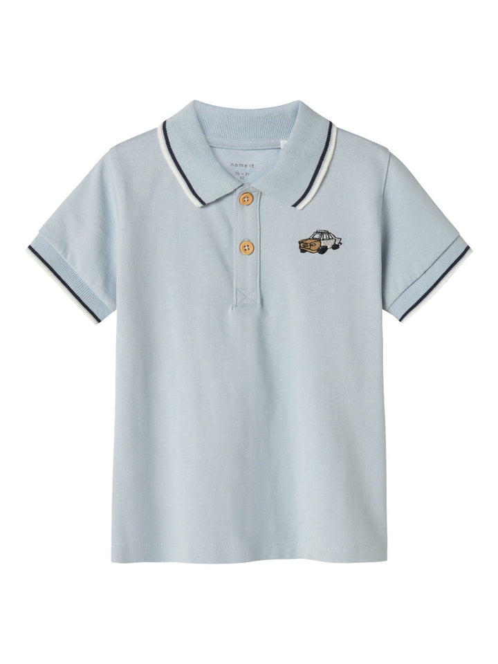 Name It Dakan pikéskjorte med kontrastdetaljer – Celestial Blue for barn - Brobrobrille