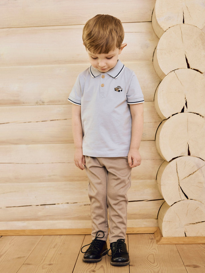 Name It Dakan pikéskjorte med kontrastdetaljer – Celestial Blue for barn - Brobrobrille