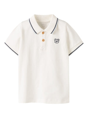 Name It Dakan pikéskjorte med kontrastdetaljer – Cloud Dancer for barn - Brobrobrille