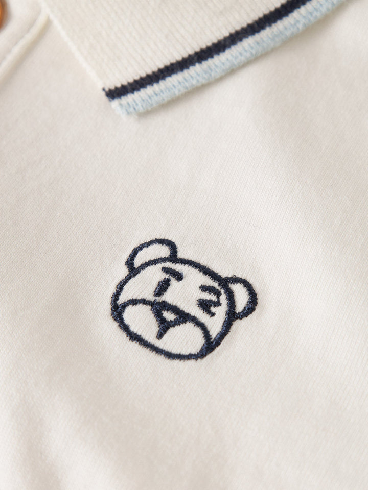 Name It Dakan pikéskjorte med kontrastdetaljer – Cloud Dancer for barn - Brobrobrille