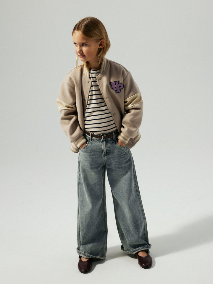 Name It Dalla t - skjorte med striper – Summer Sand/Navy Blazer for barn - Brobrobrille