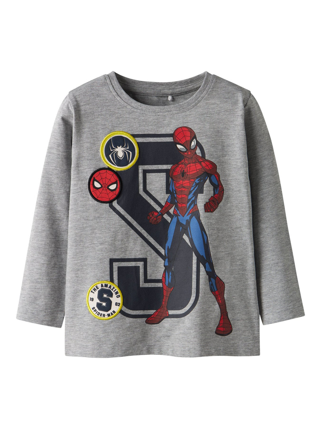 Name It Deep Spider-Man Langermet T-skjorte - Grey Melange for barn - Brobrobrille