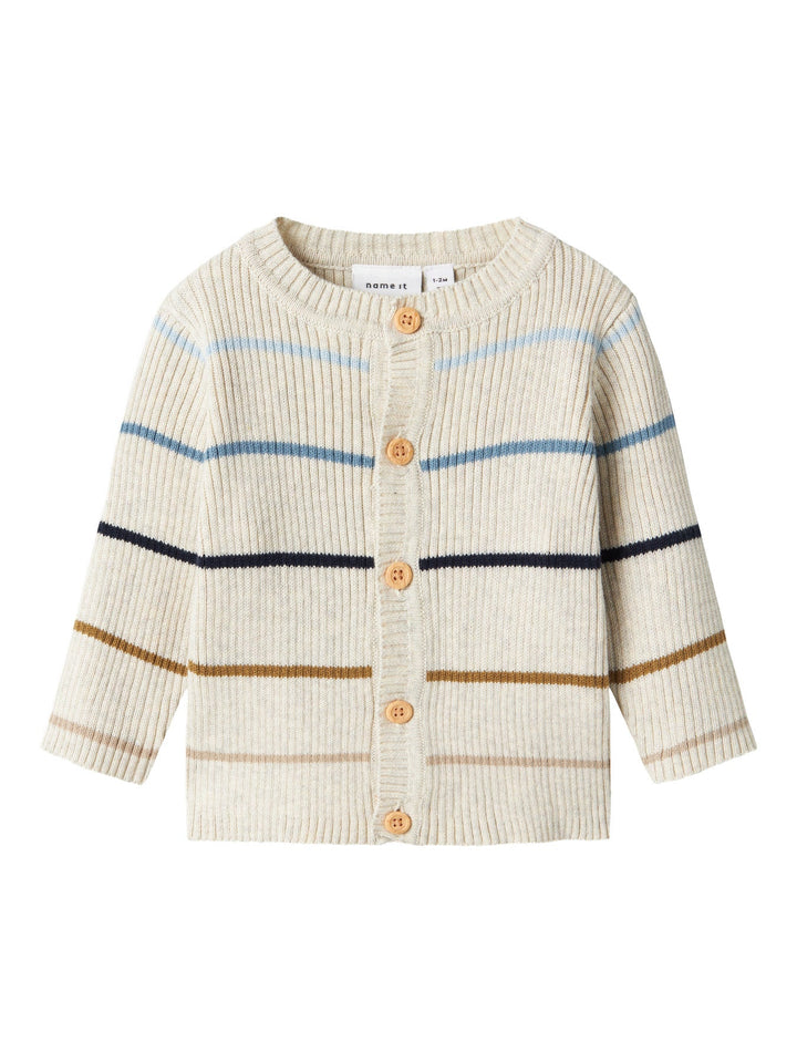 Name It Demikkel strikket cardigan i økologisk bomull – Peyote Melange for barn - Brobrobrille