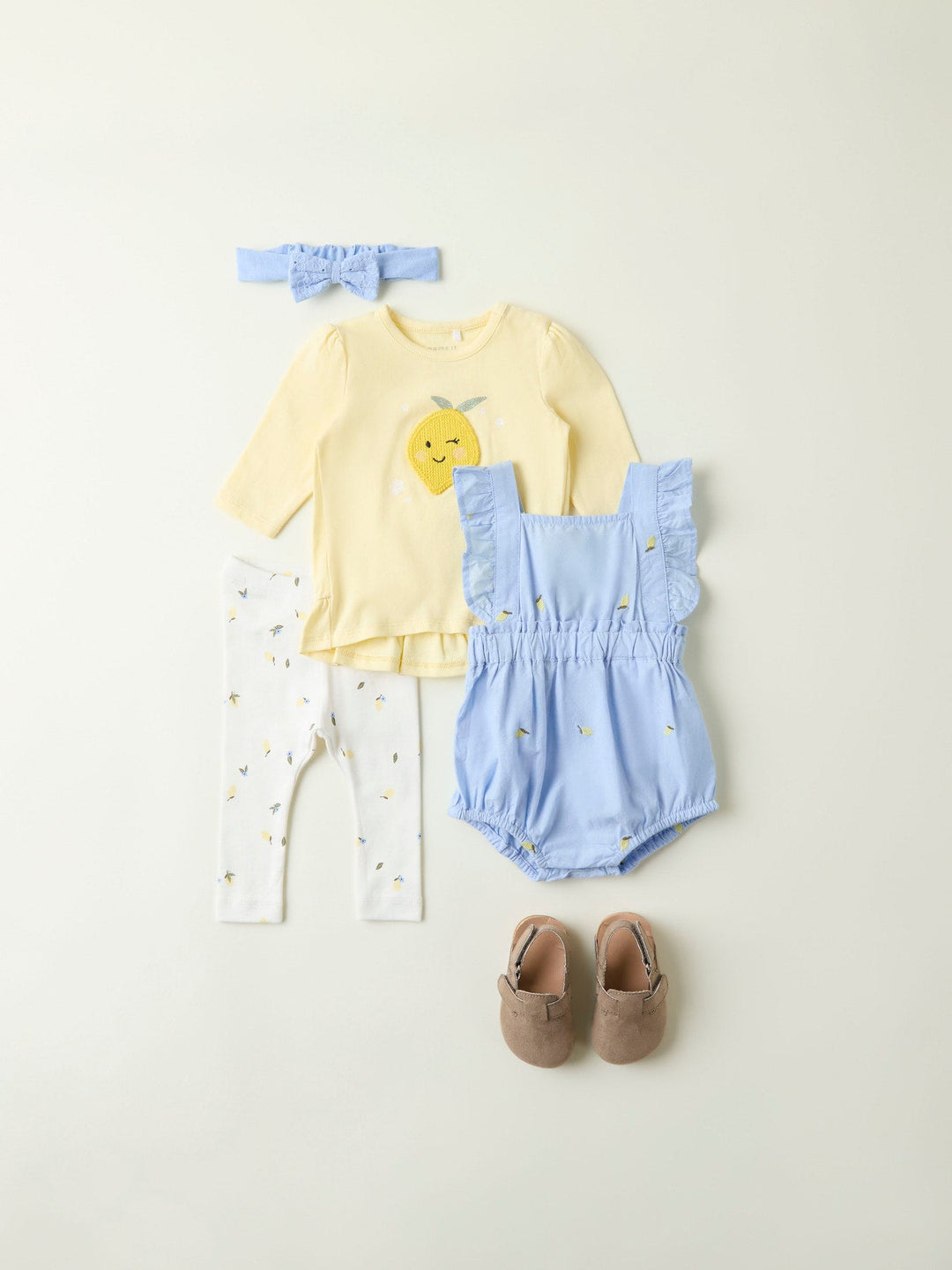 Name It Derilla romper i økologisk bomull – Serenity Lemon for barn - Brobrobrille
