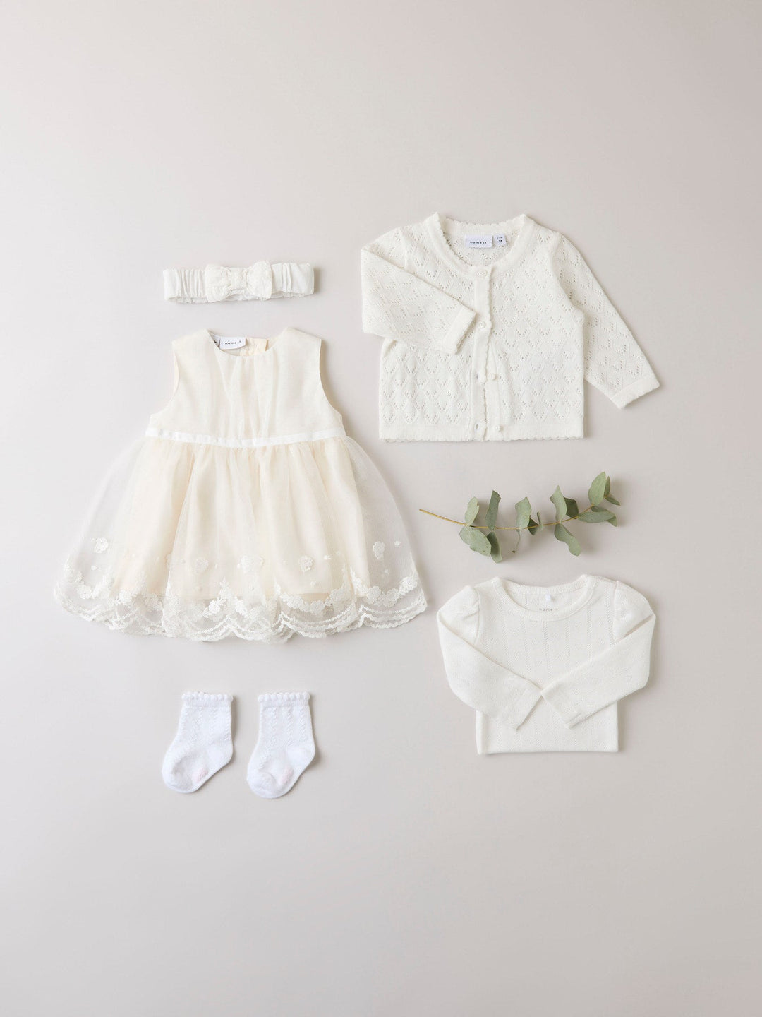 Name It Desina strikket cardigan til baby jente – Cloud Dancer for barn - Brobrobrille