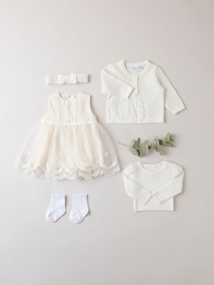 Name It Desina strikket cardigan til baby jente – Cloud Dancer for barn - Brobrobrille