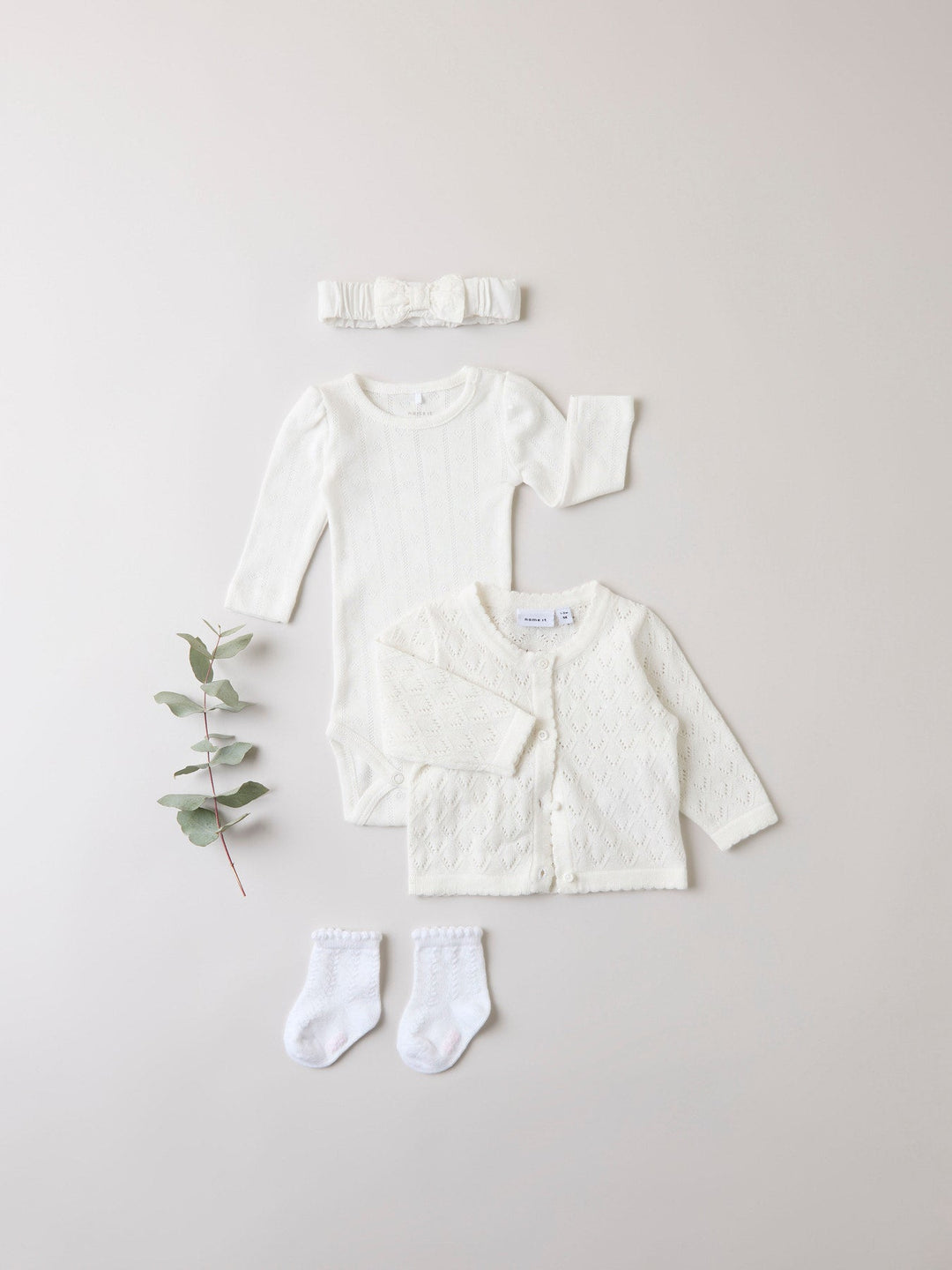 Name It Desina strikket cardigan til baby jente – Cloud Dancer for barn - Brobrobrille