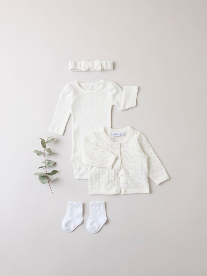 Name It Desina strikket cardigan til baby jente – Cloud Dancer for barn - Brobrobrille