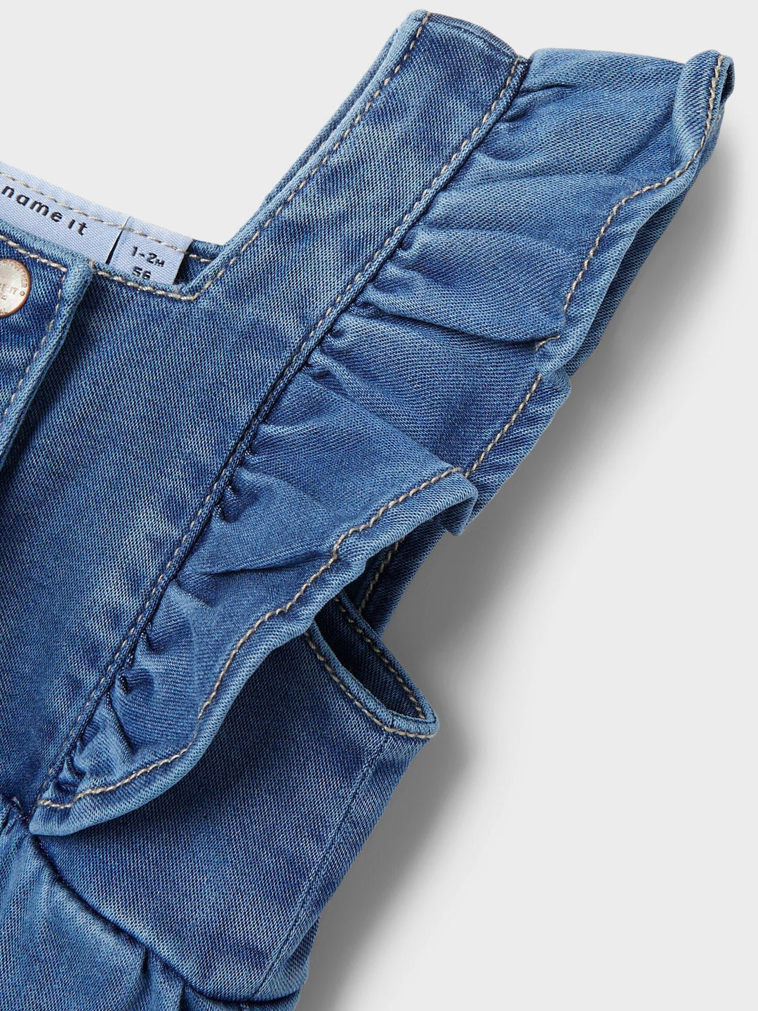 Name It Donna denim overall til baby – Medium Blue Denim for barn - Brobrobrille