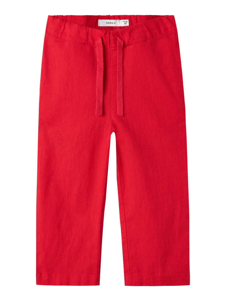 Name It Falinnen bukse i bomull og lin – Chinese Red for barn - Brobrobrille
