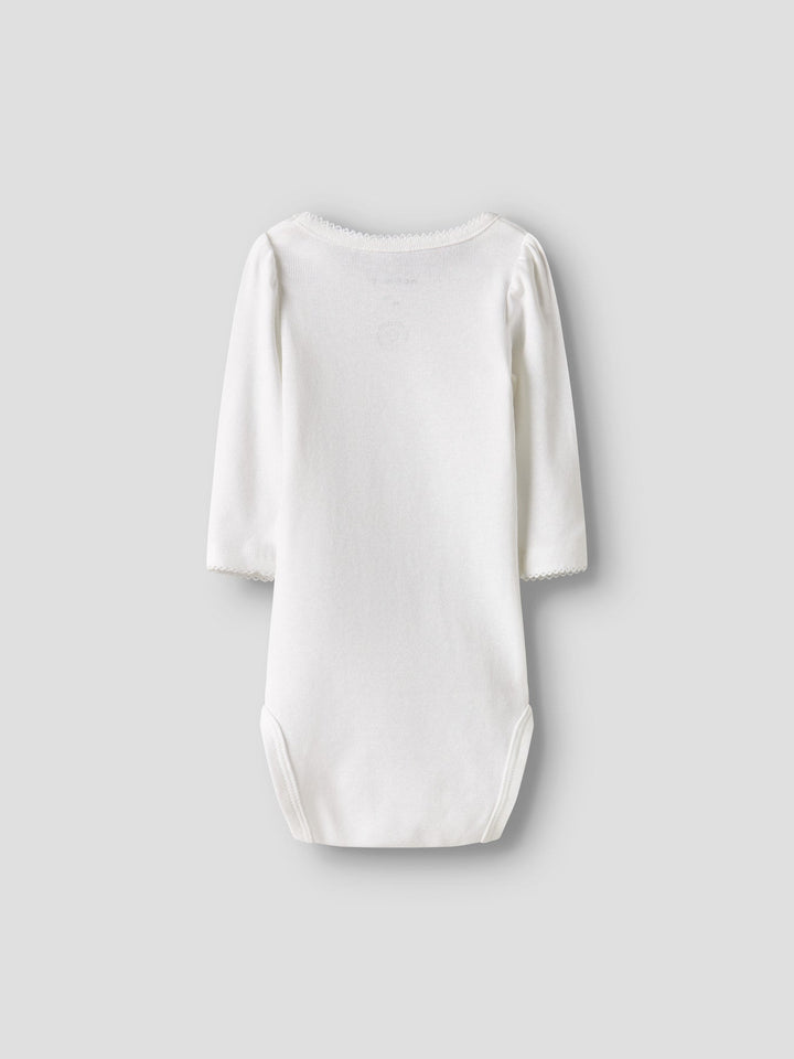 Name It Fallon langermet body i ribbestrikk – Bright White for barn - Brobrobrille