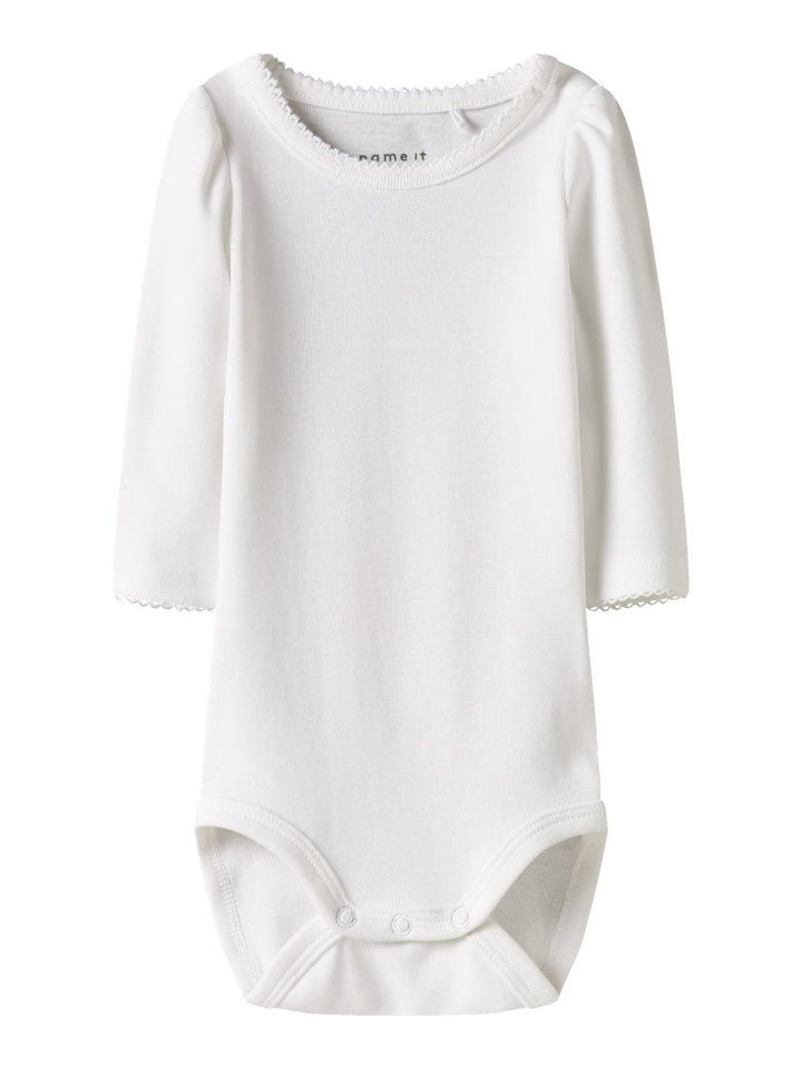 Name It Fallon langermet body i ribbestrikk – Bright White for barn - Brobrobrille