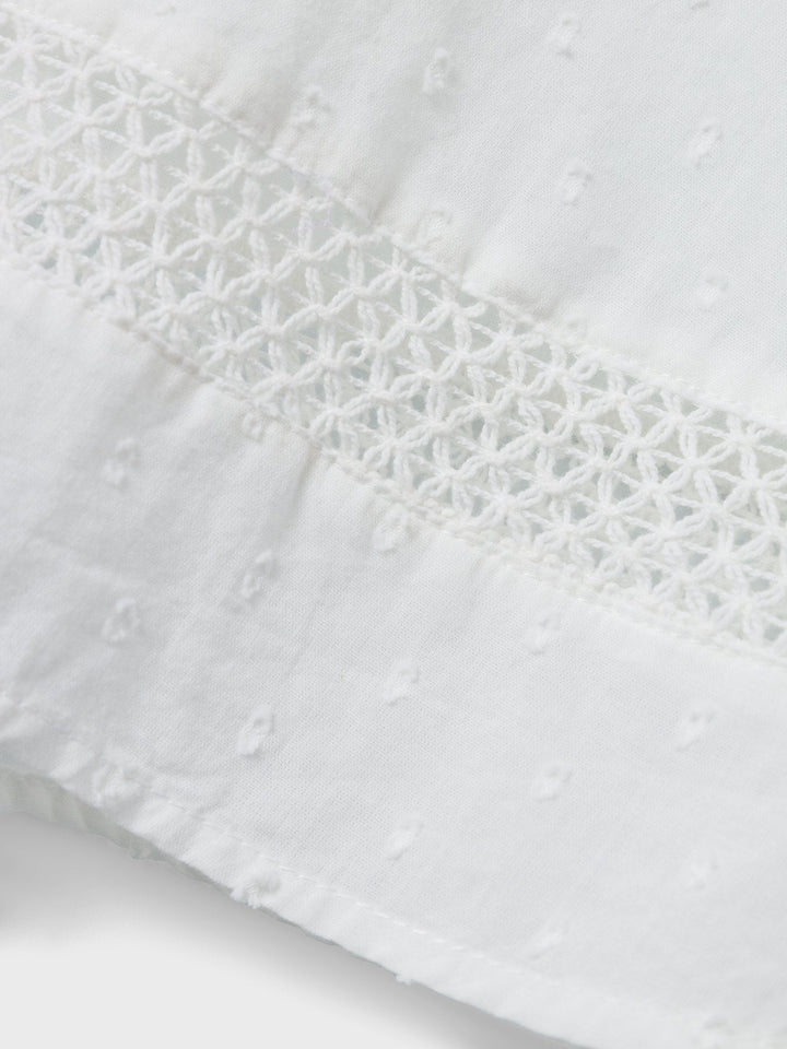 Name It Faride kortermet topp med broderidetaljer – Bright White for barn - Brobrobrille