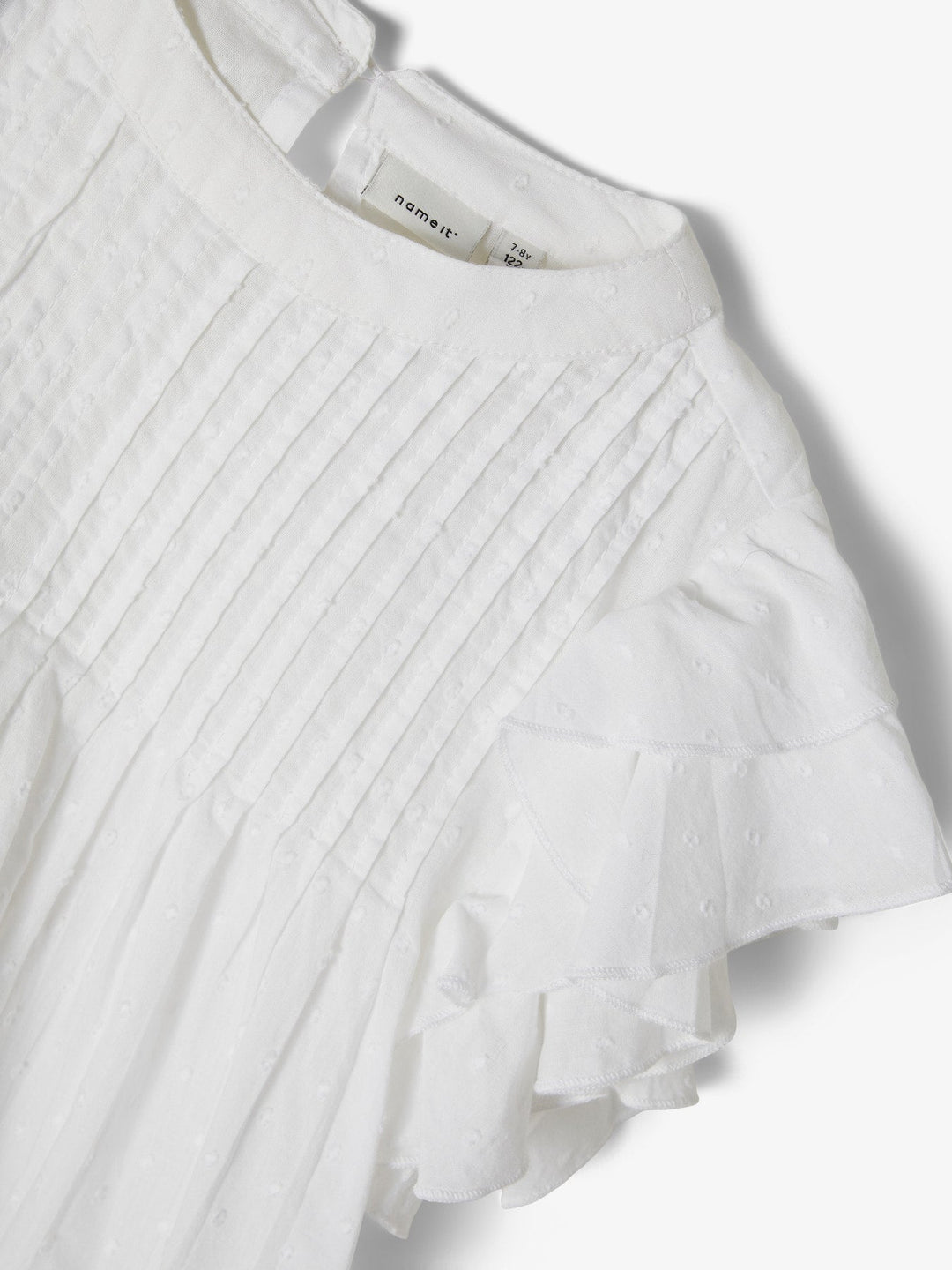 Name It Faride kortermet topp med broderidetaljer – Bright White for barn - Brobrobrille