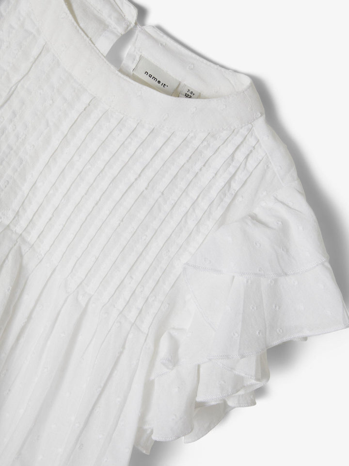 Name It Faride kortermet topp med broderidetaljer – Bright White for barn - Brobrobrille