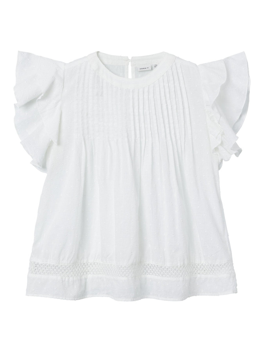 Name It Faride kortermet topp med broderidetaljer – Bright White for barn - Brobrobrille