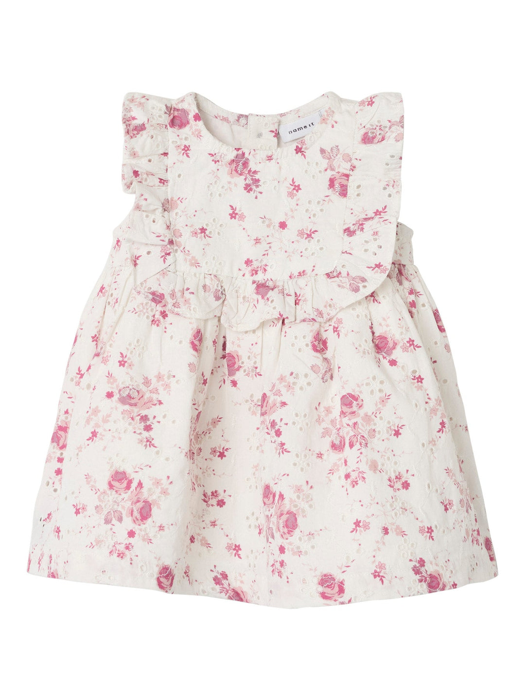 Name It Fembroder kjole med blomsterbroderi – Cloud Dancer for barn - Brobrobrille