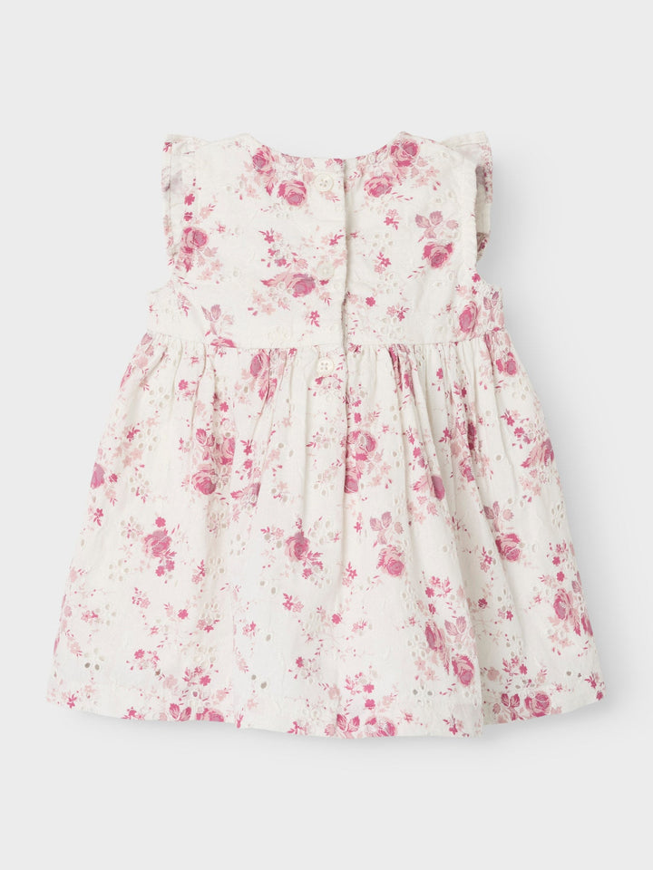 Name It Fembroder kjole med blomsterbroderi – Cloud Dancer for barn - Brobrobrille