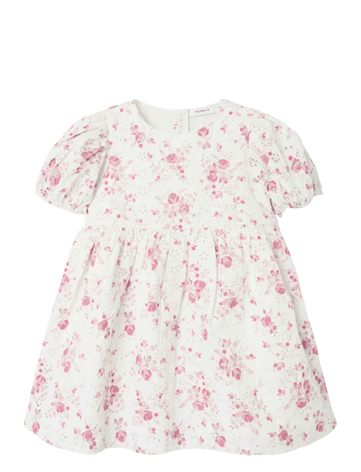 Name It Fembroder kortermet kjole i økologisk bomull - Cloud Dancer for barn - Brobrobrille