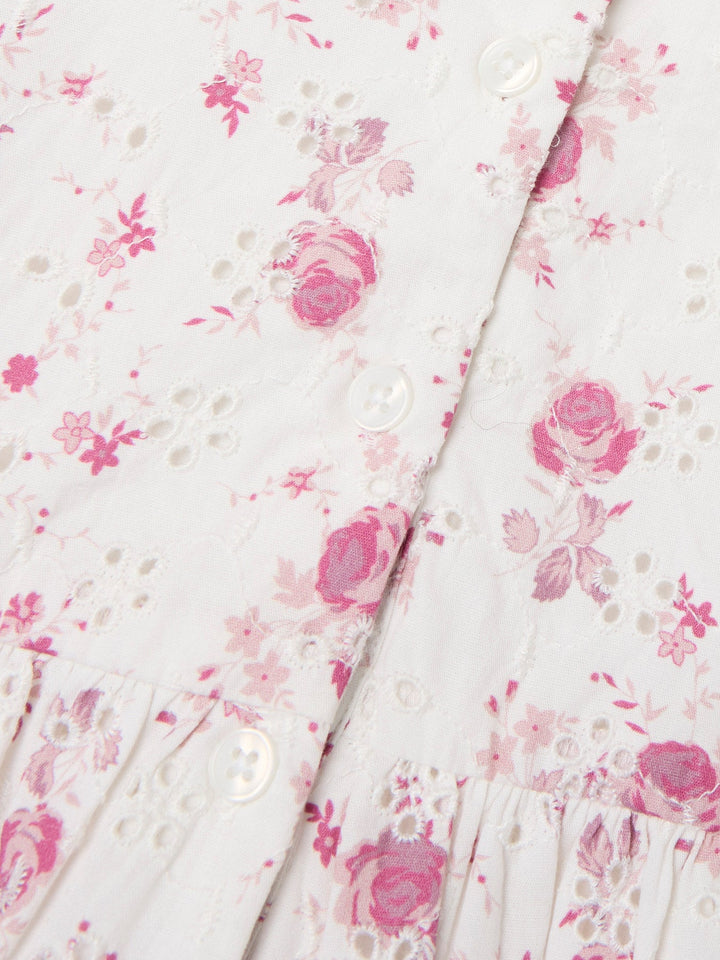 Name It Fembroder kortermet kjole i økologisk bomull – Cloud Dancer for barn - Brobrobrille