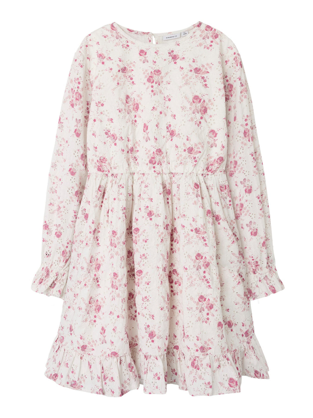 Name It Fembroder langermet kjole med broderier – Cloud Dancer for barn - Brobrobrille