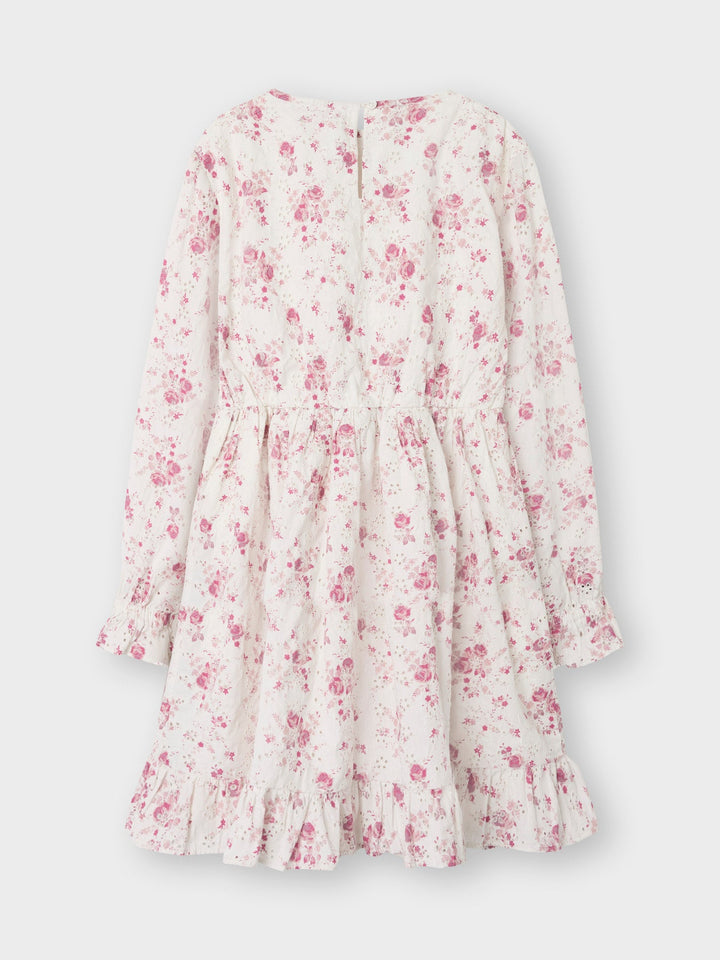 Name It Fembroder langermet kjole med broderier – Cloud Dancer for barn - Brobrobrille