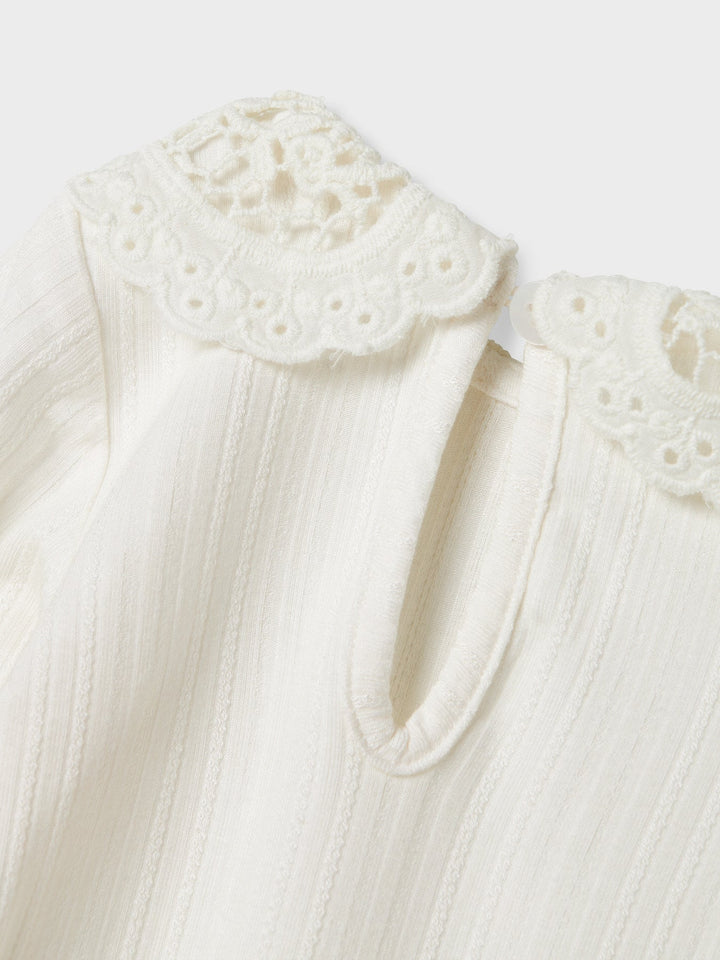 Name It Fioline langermet body med blondedetaljer – Bright White for barn - Brobrobrille