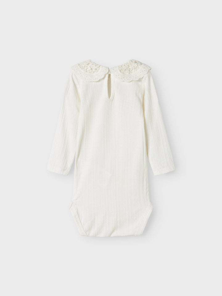 Name It Fioline langermet body med blondedetaljer – Bright White for barn - Brobrobrille