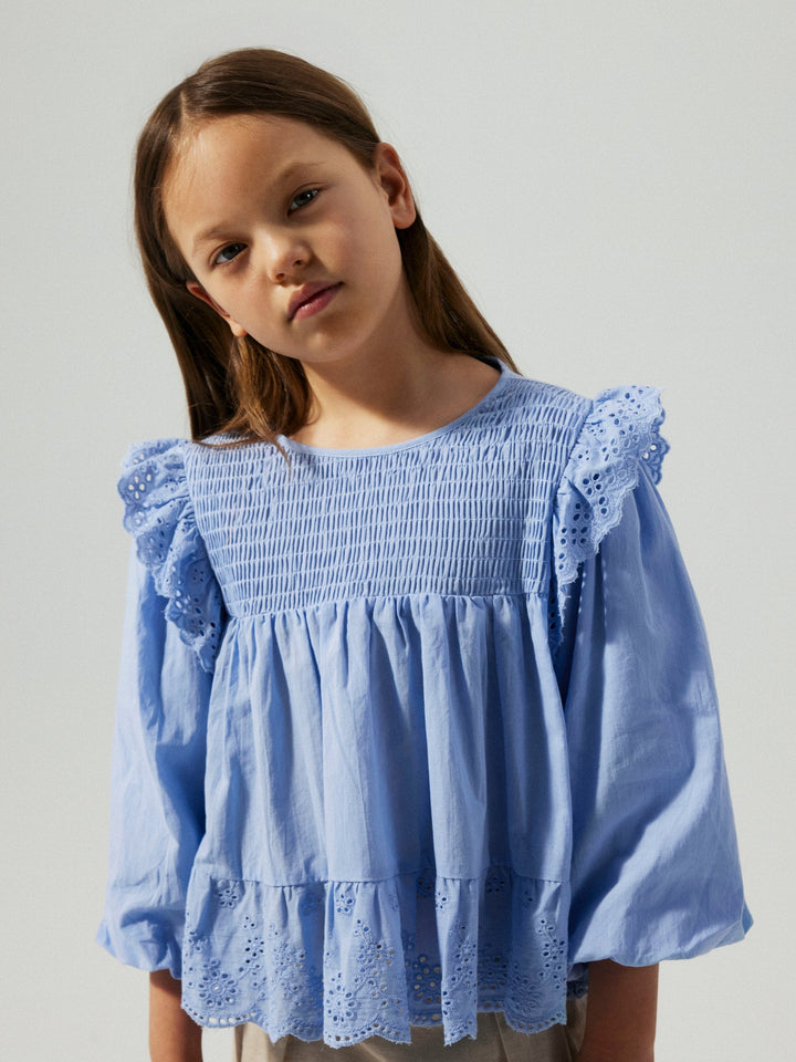 Name It Fitora 2/4 bluse med volanger – Serenity for barn - Brobrobrille