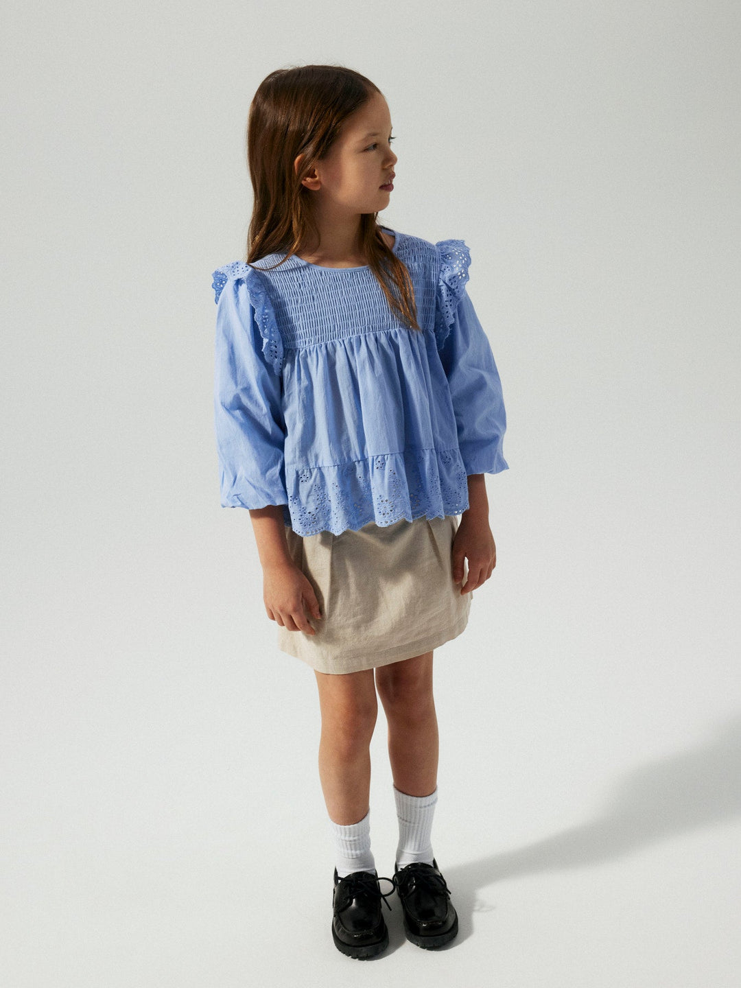 Name It Fitora 2/4 bluse med volanger – Serenity for barn - Brobrobrille