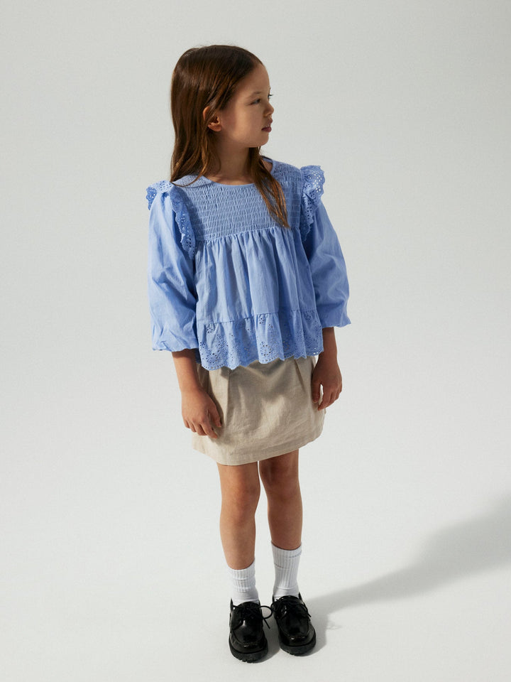 Name It Fitora 2/4 bluse med volanger – Serenity for barn - Brobrobrille