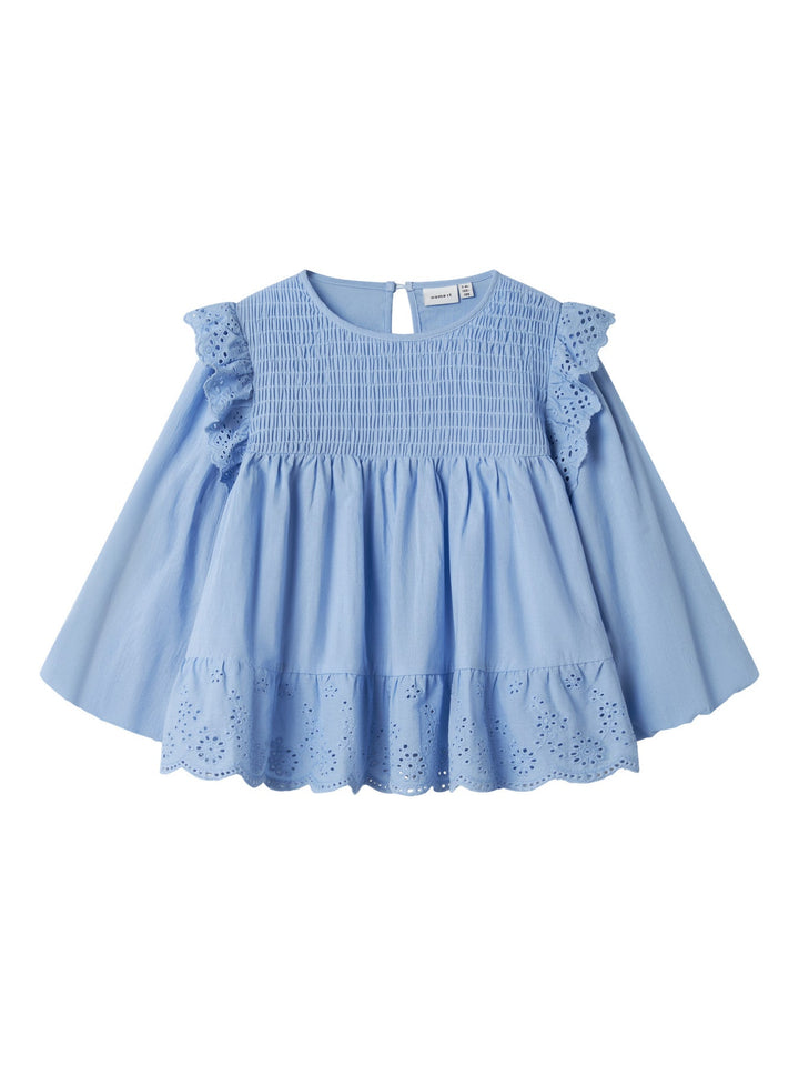 Name It Fitora 2/4 bluse med volanger – Serenity for barn - Brobrobrille