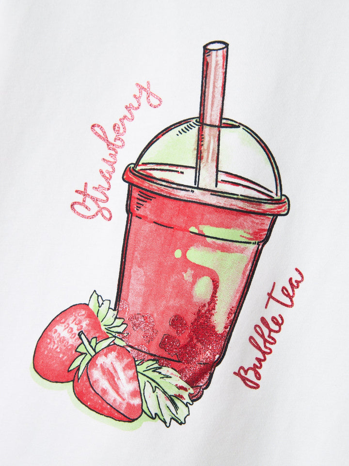 Name It FOJI t - skjorte med glittermotiv – Bright White for barn - Brobrobrille