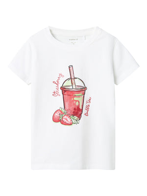 Name It FOJI t - skjorte med glittermotiv – Bright White for barn - Brobrobrille