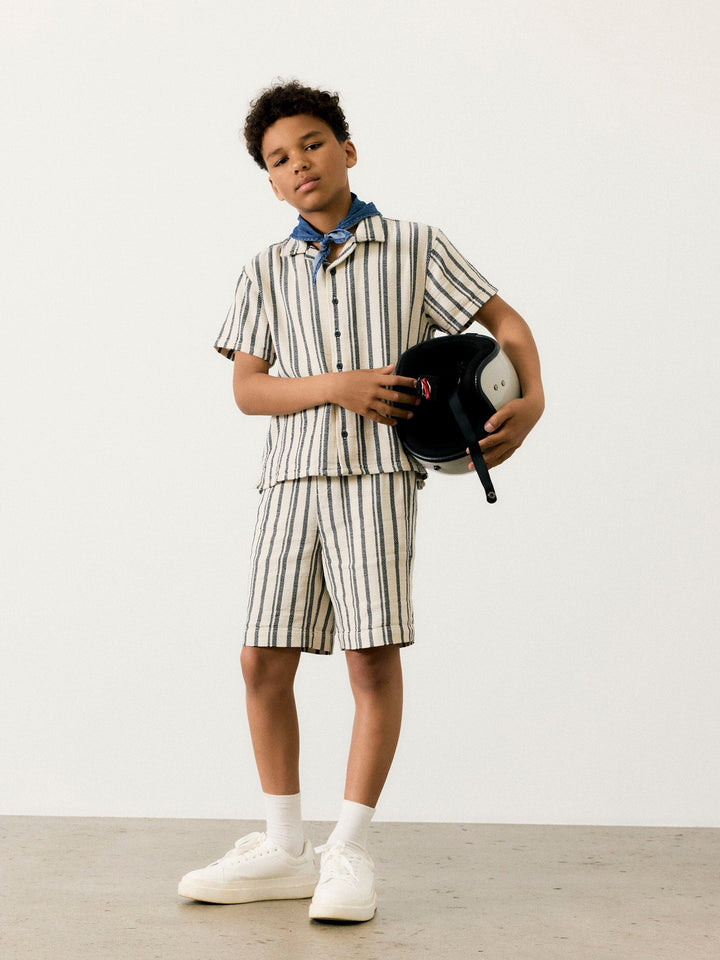 Name It Foko shorts med striper – Peyote Navy Blazer for barn - Brobrobrille