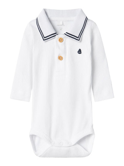 Name It Friman langermet polo - body – Bright White Logo for barn - Brobrobrille