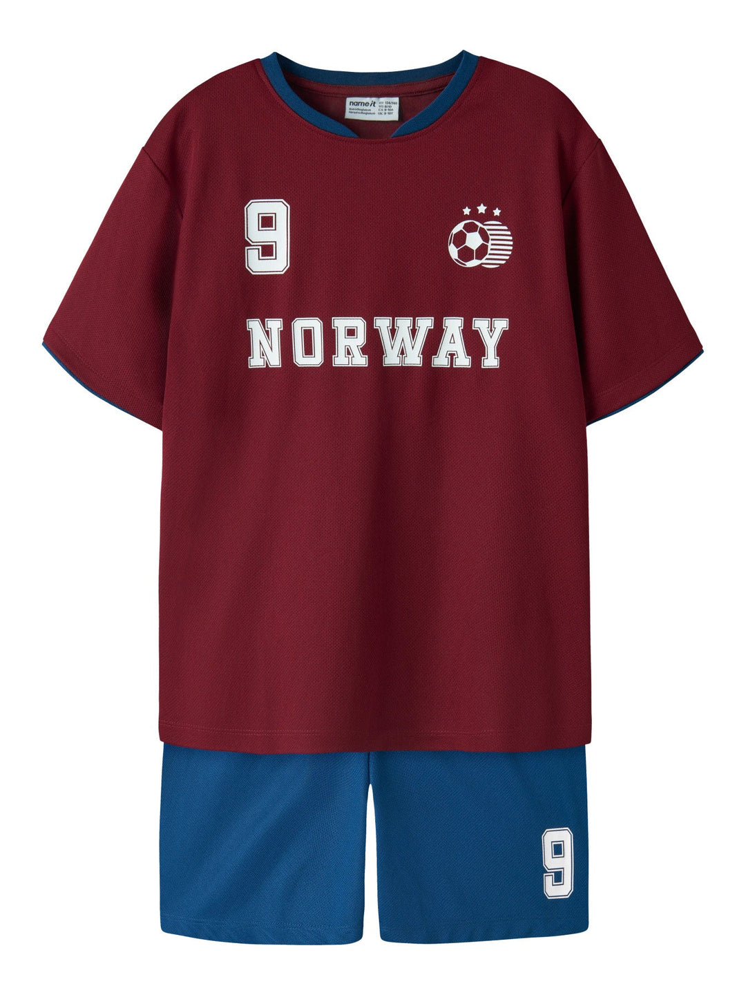 Name It Hiteam Short Set - Norge / Rhubarb for barn - Brobrobrille