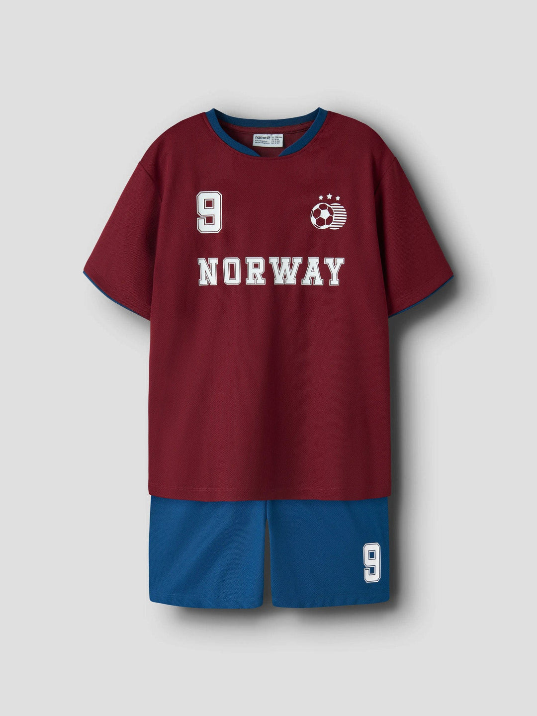 Name It Hiteam Short Set - Norge / Rhubarb for barn - Brobrobrille